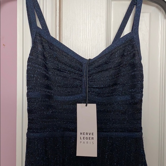 Herve Leger Lurex Ribbed Mini Dress 